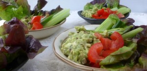 Guacamole, served with some extras to make a tasty little appetiser