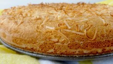 Simple coconut cake: five minutes to mix, no icing, tastes and looks great.